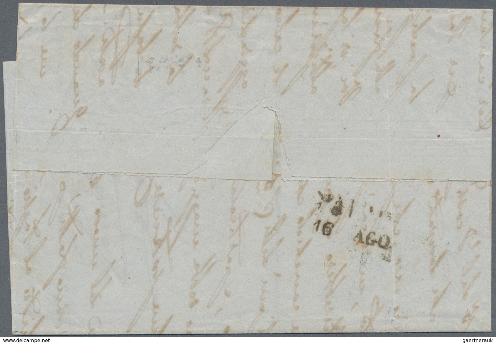 Italien - Altitalienische Staaten: Kirchenstaat: 1855, Folded Letter Franked With 2 And 6 Baj With B - Kirchenstaaten