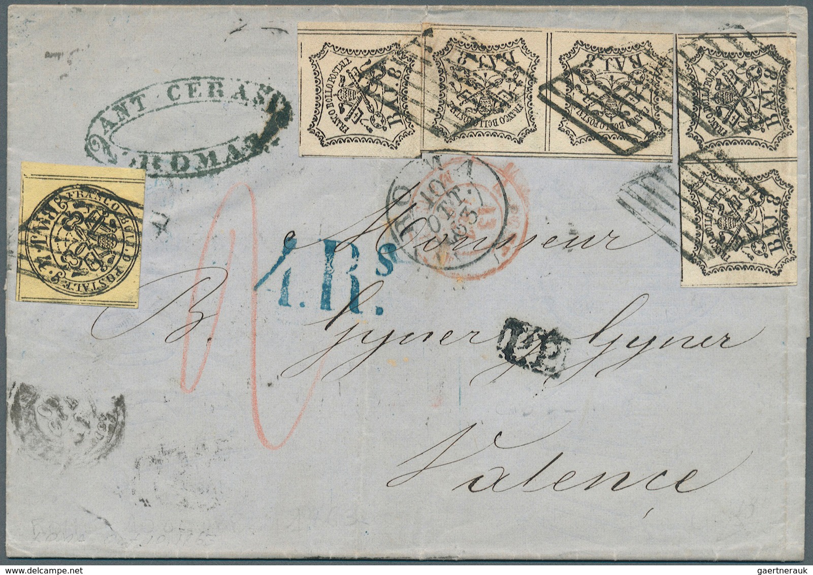 Italien - Altitalienische Staaten: Kirchenstaat: 1863. Envelope Addressed To Spain Bearing Papal Sta - Papal States