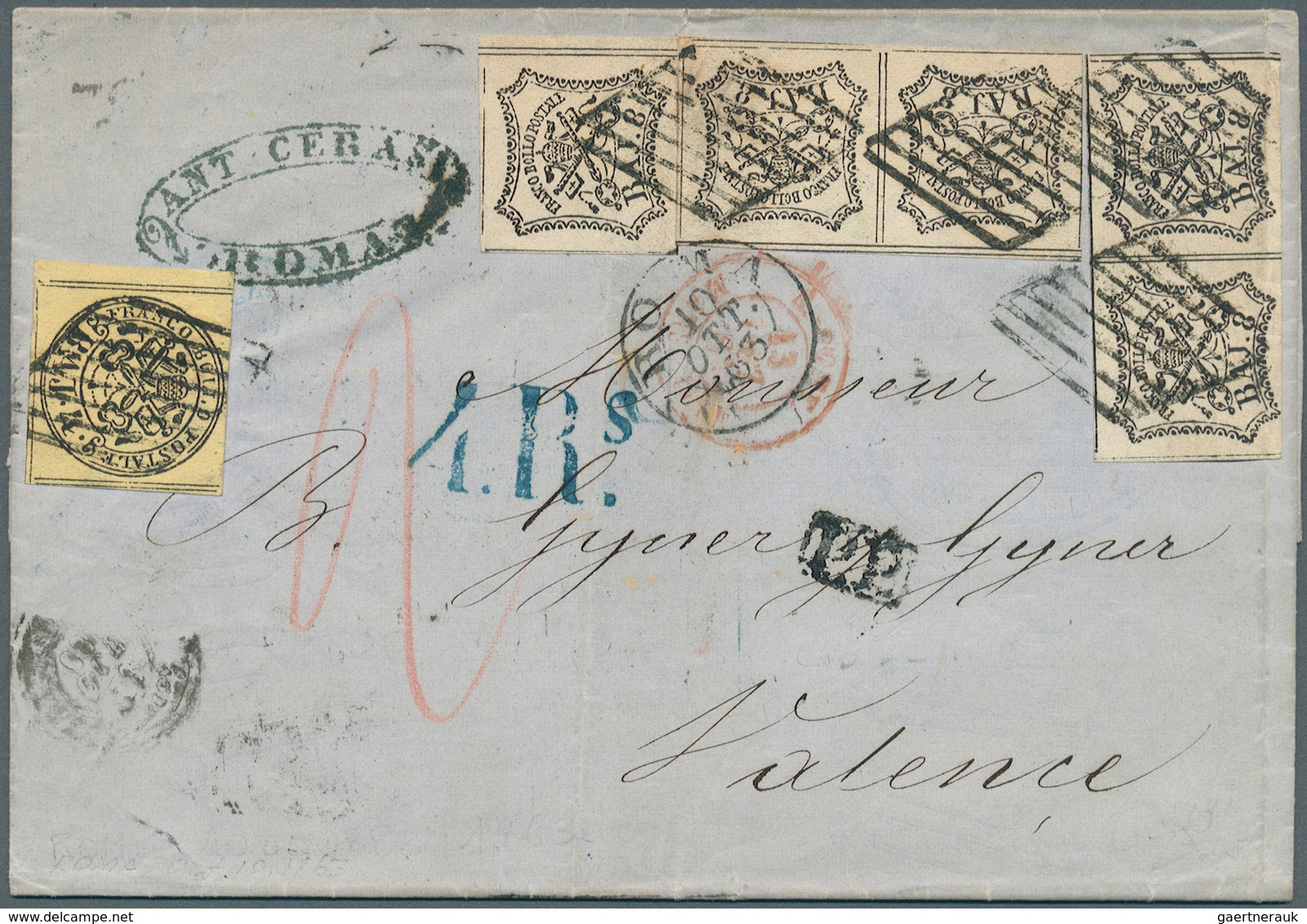 Italien - Altitalienische Staaten: Kirchenstaat: 1863. Envelope Addressed To Spain Bearing Papal Sta - Etats Pontificaux