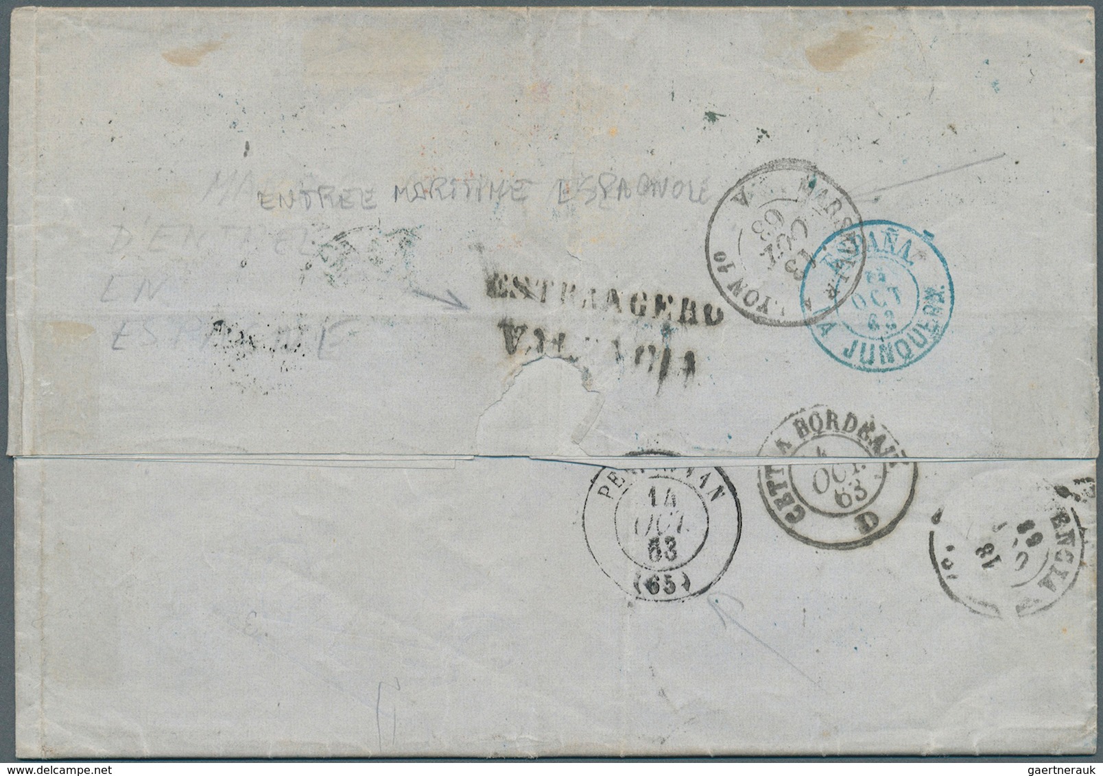 Italien - Altitalienische Staaten: Kirchenstaat: 1863. Envelope Addressed To Spain Bearing Papal Sta - Etats Pontificaux