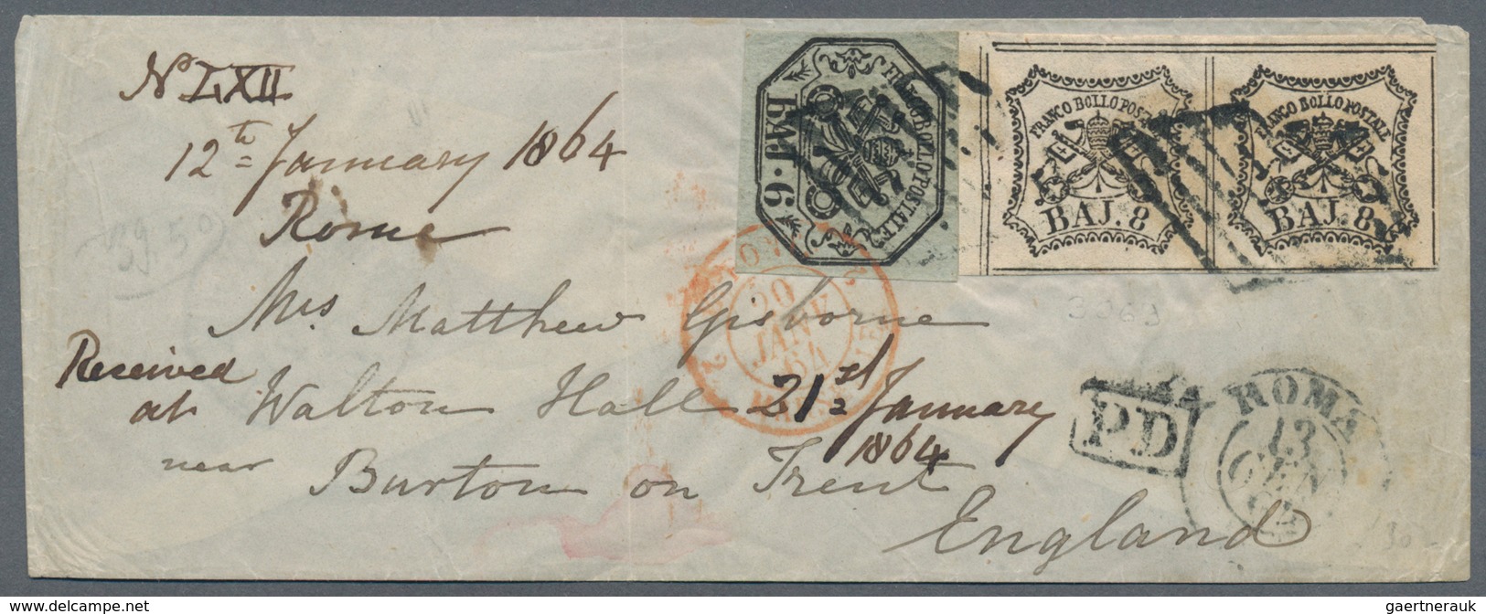 Italien - Altitalienische Staaten: Kirchenstaat: 1864, January. 8 Baj. Pair And 6 Baj, Good Margins, - Etats Pontificaux