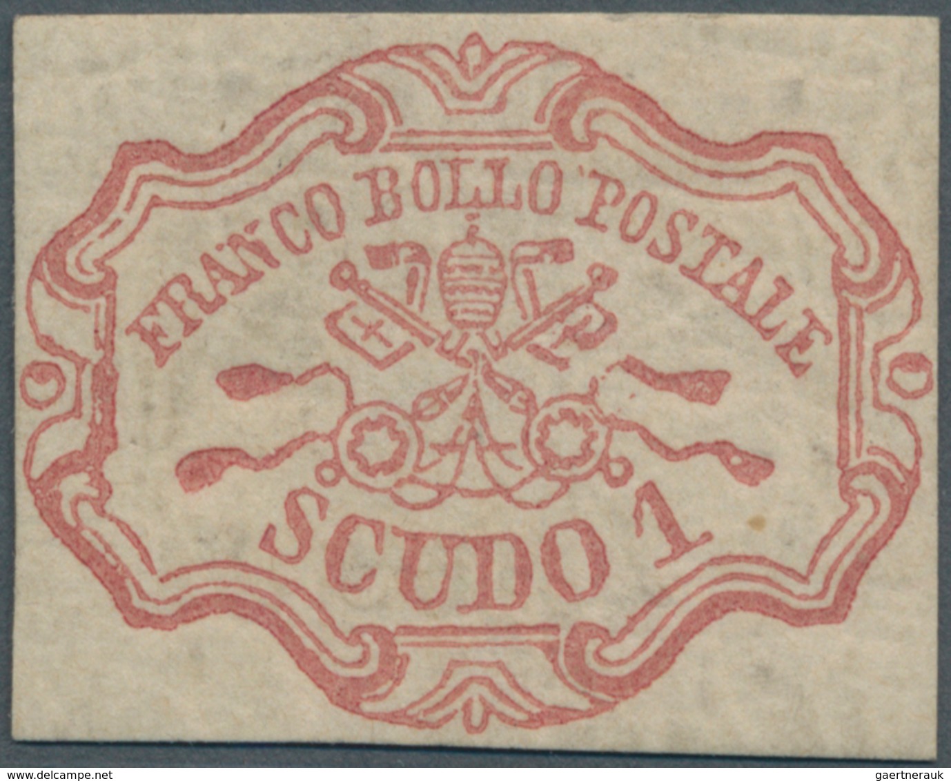 Italien - Altitalienische Staaten: Kirchenstaat: 1852, 1 Scudo Rose-red Unused With Original Gum And - Etats Pontificaux