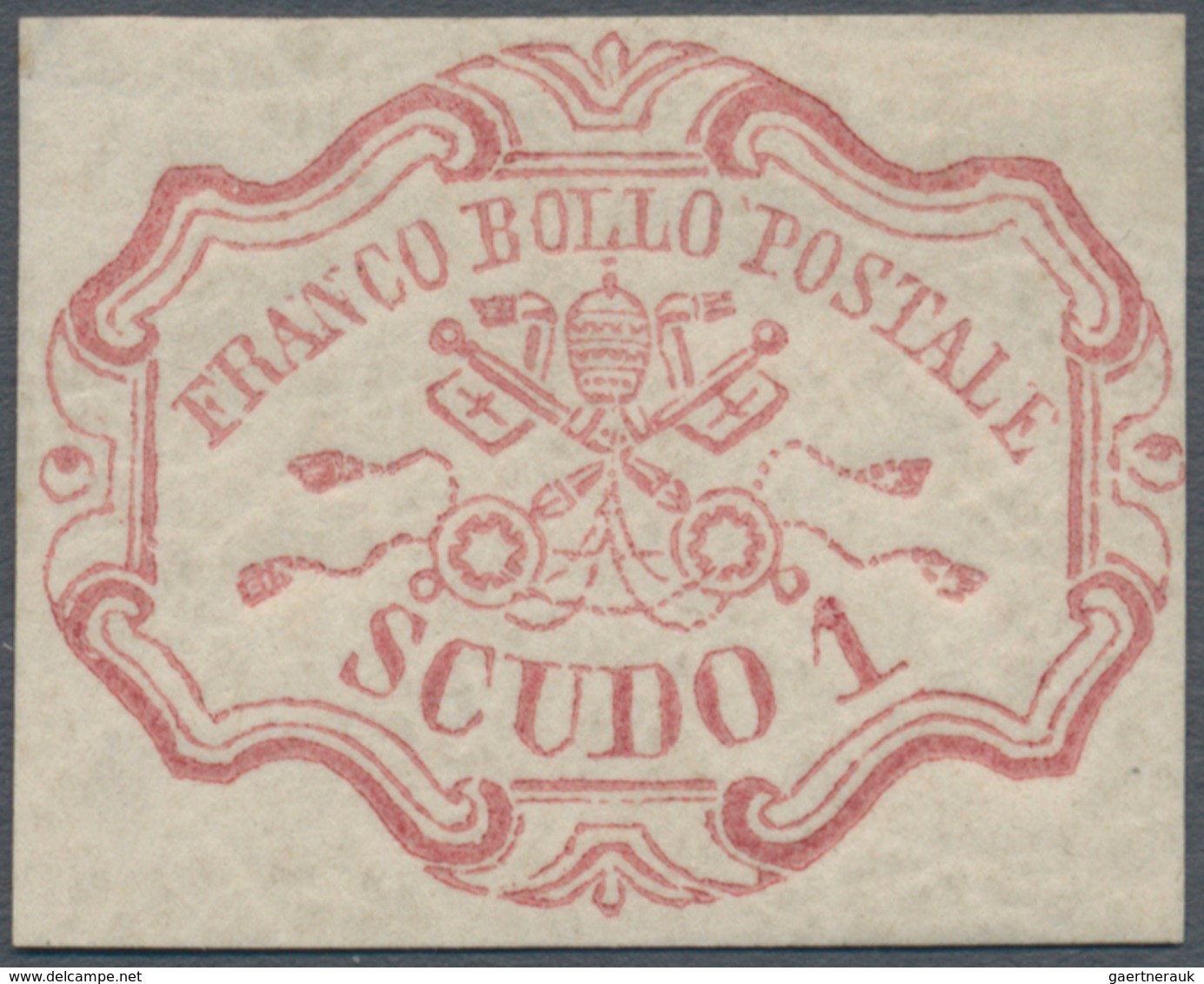 Italien - Altitalienische Staaten: Kirchenstaat: 1852, 1sc. Rose-carmine, Fresh Colour, Slightly Tou - Etats Pontificaux