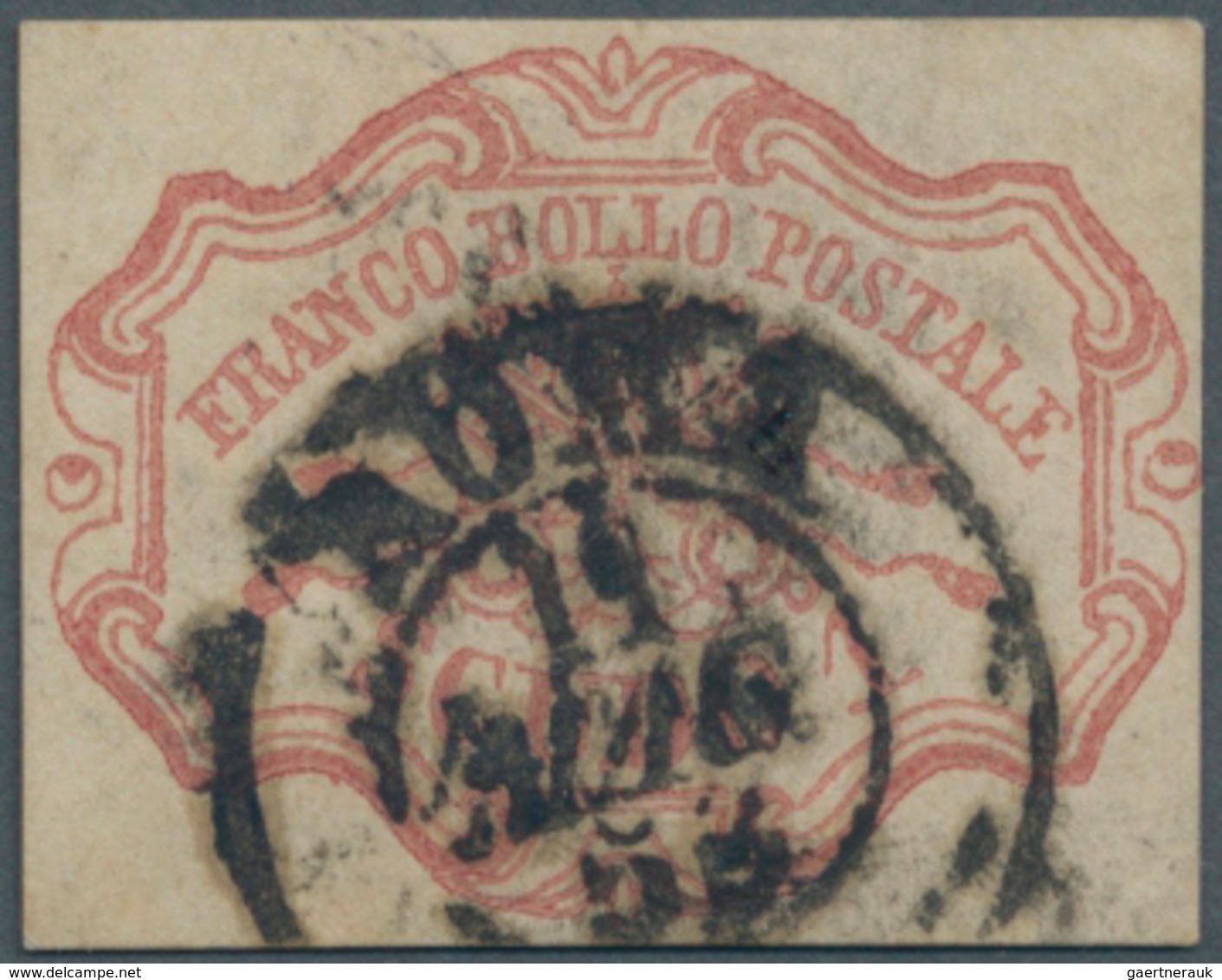 Italien - Altitalienische Staaten: Kirchenstaat: 1852, 1 Scudo Rose-carmine Cancelled With Double Ci - Etats Pontificaux