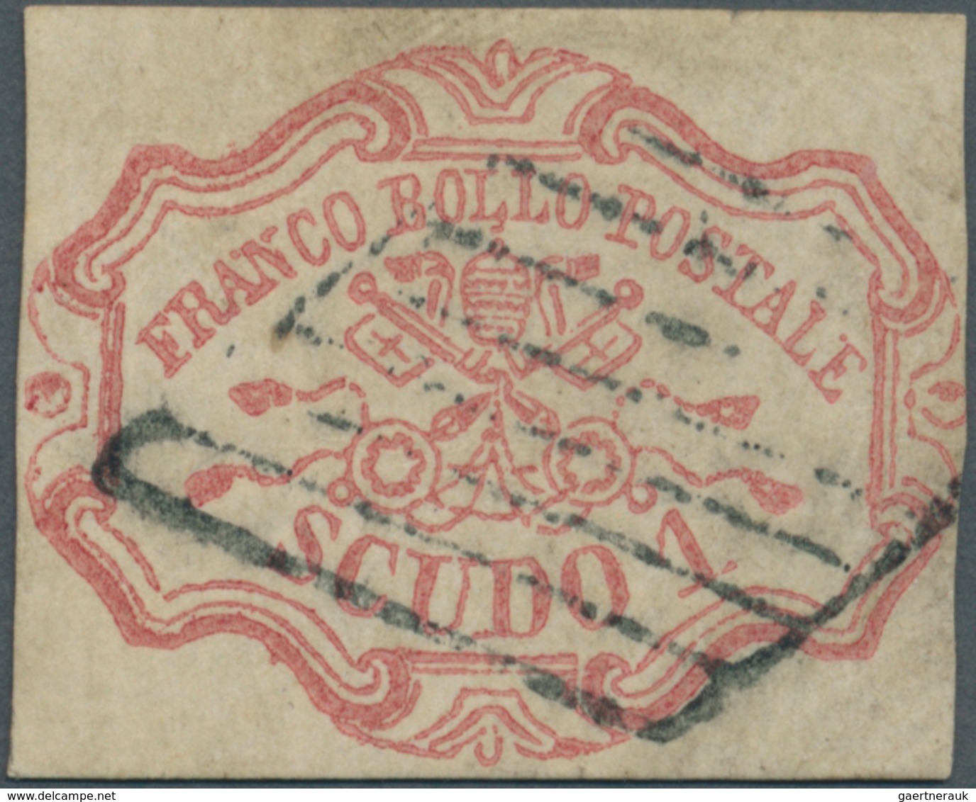 Italien - Altitalienische Staaten: Kirchenstaat: 1852, 1sc. Rose Carmine, Fresh Colour, Slightly Tou - Kirchenstaaten