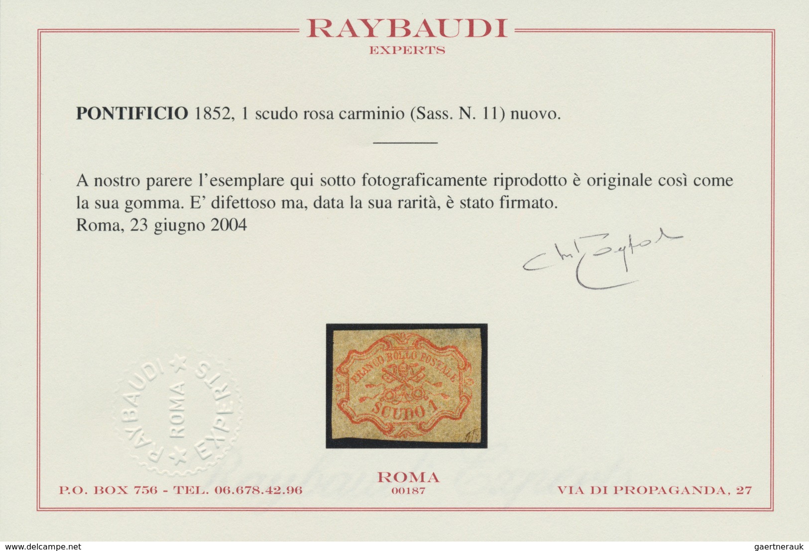 Italien - Altitalienische Staaten: Kirchenstaat: 1864. 1 Scudo Rose (rosa Carminio, Sassone 11, Cat - Papal States