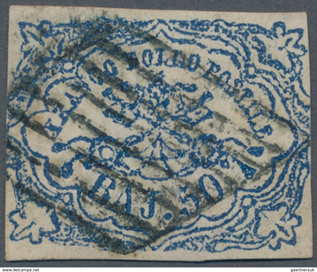 Italien - Altitalienische Staaten: Kirchenstaat: 1864. 50 Baj. Blue, Defective Print (azzuro Oltrema - Kirchenstaaten