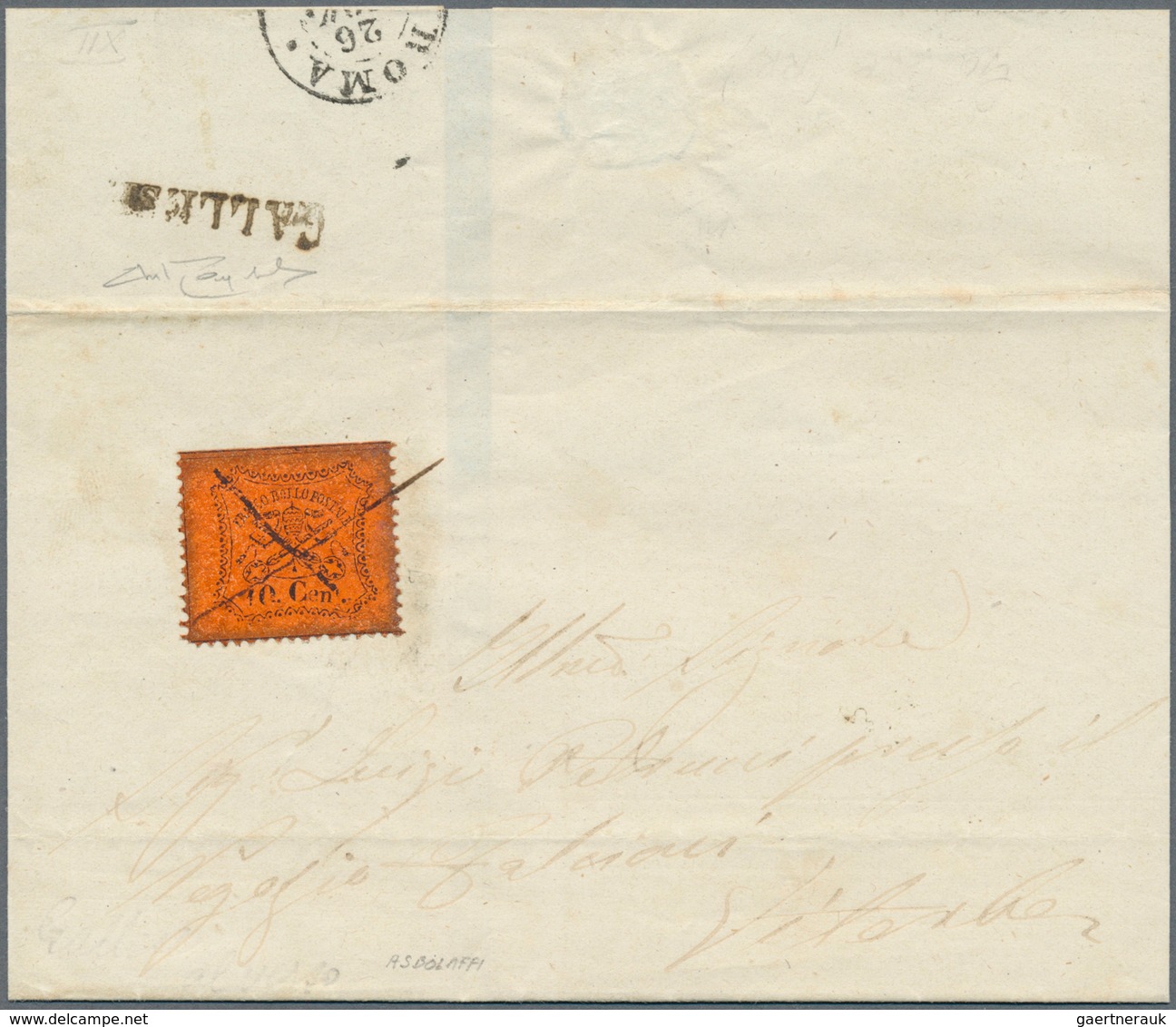 Italien - Altitalienische Staaten: Kirchenstaat: 1868, 10 C Black On Orange-vermilion From Upper She - Papal States