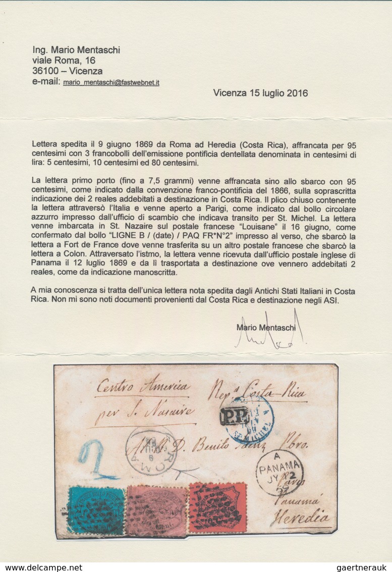 Italien - Altitalienische Staaten: Kirchenstaat: 1869, III. Emission, 80 C Rose, 10 C Orange And 5 C - Papal States