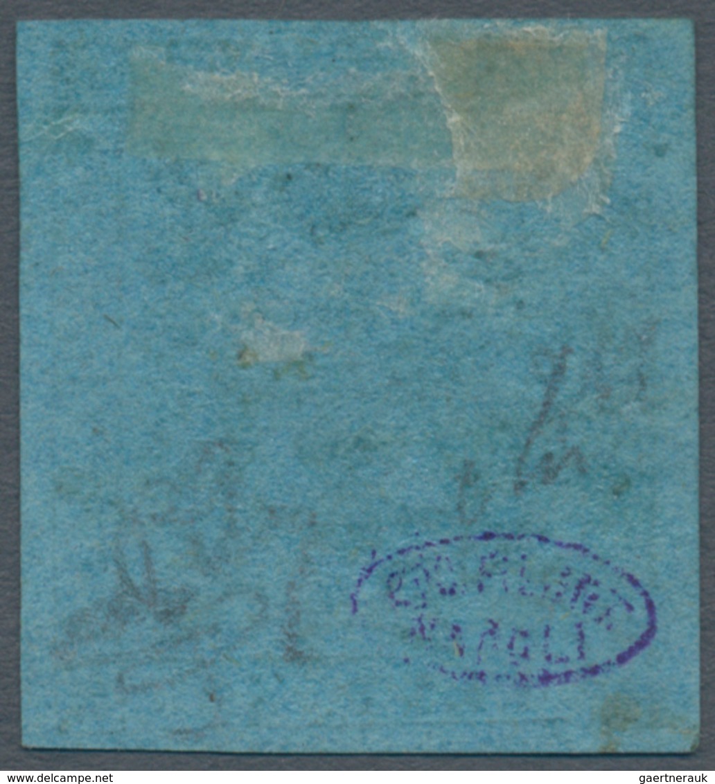 Italien - Altitalienische Staaten: Modena: 1852: 40 Cents Black On Light Blue ("celeste"), Without D - Modène