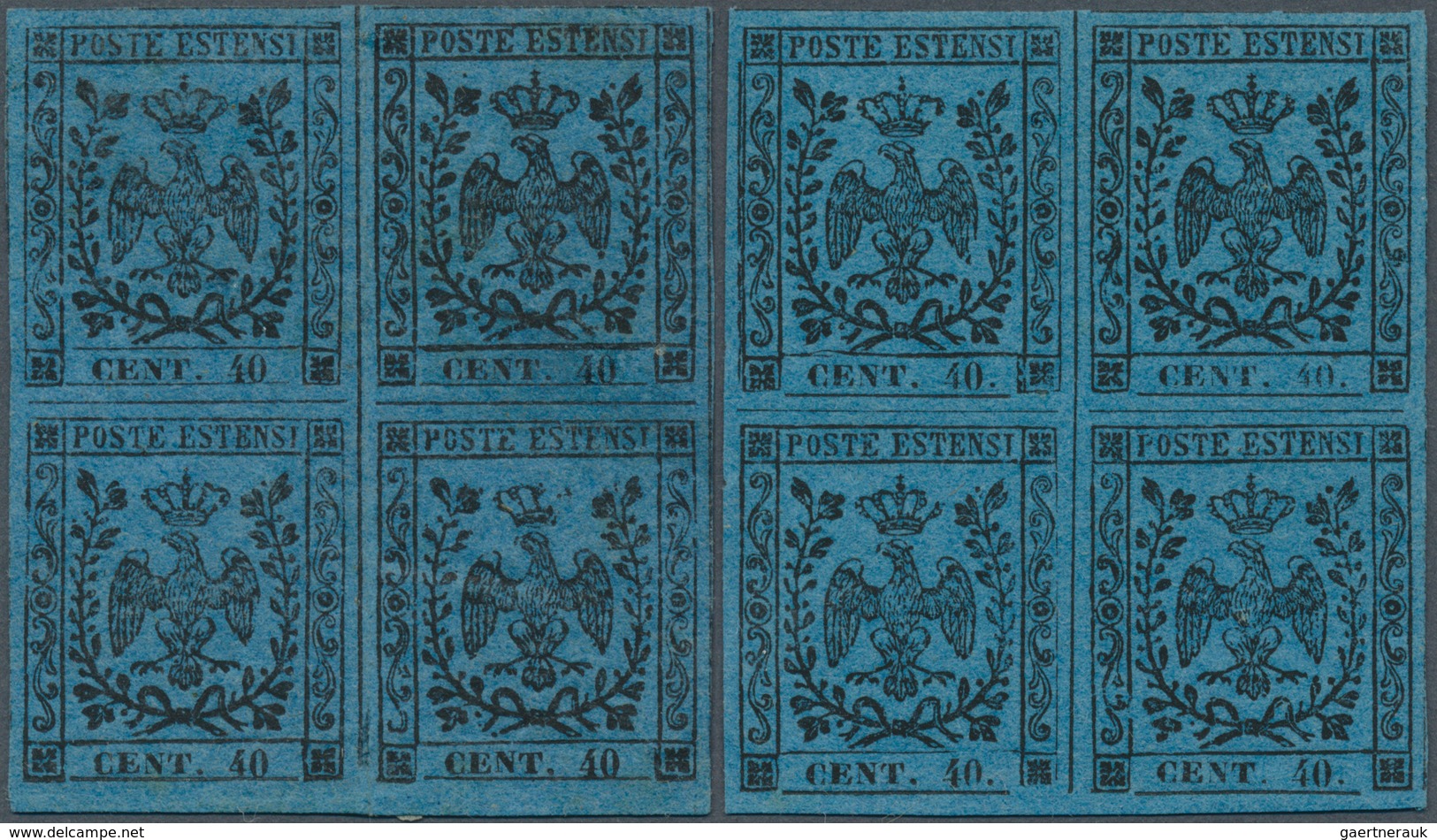 Italien - Altitalienische Staaten: Modena: 1852/1859, Lot Of Ten Mint Stamps: Sass. 6 Block Of Four, - Modena