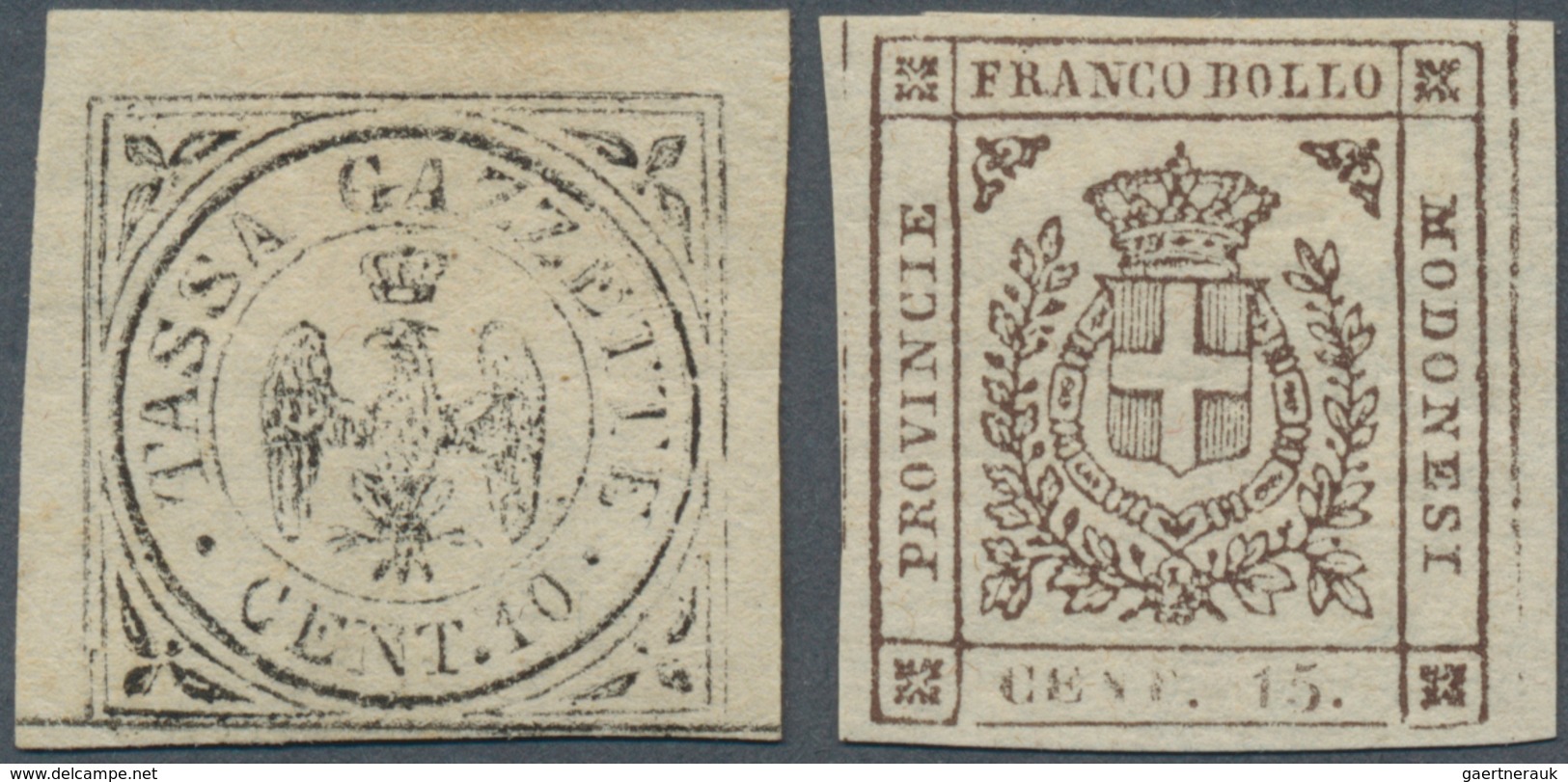 Italien - Altitalienische Staaten: Modena: 1852/1859, Lot Of Ten Mint Stamps: Sass. 6 Block Of Four, - Modena