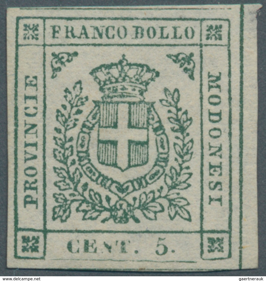 Italien - Altitalienische Staaten: Modena: 1859, 5 C Green Mint Never Hinged, The Stamp Has Fresh Co - Modène