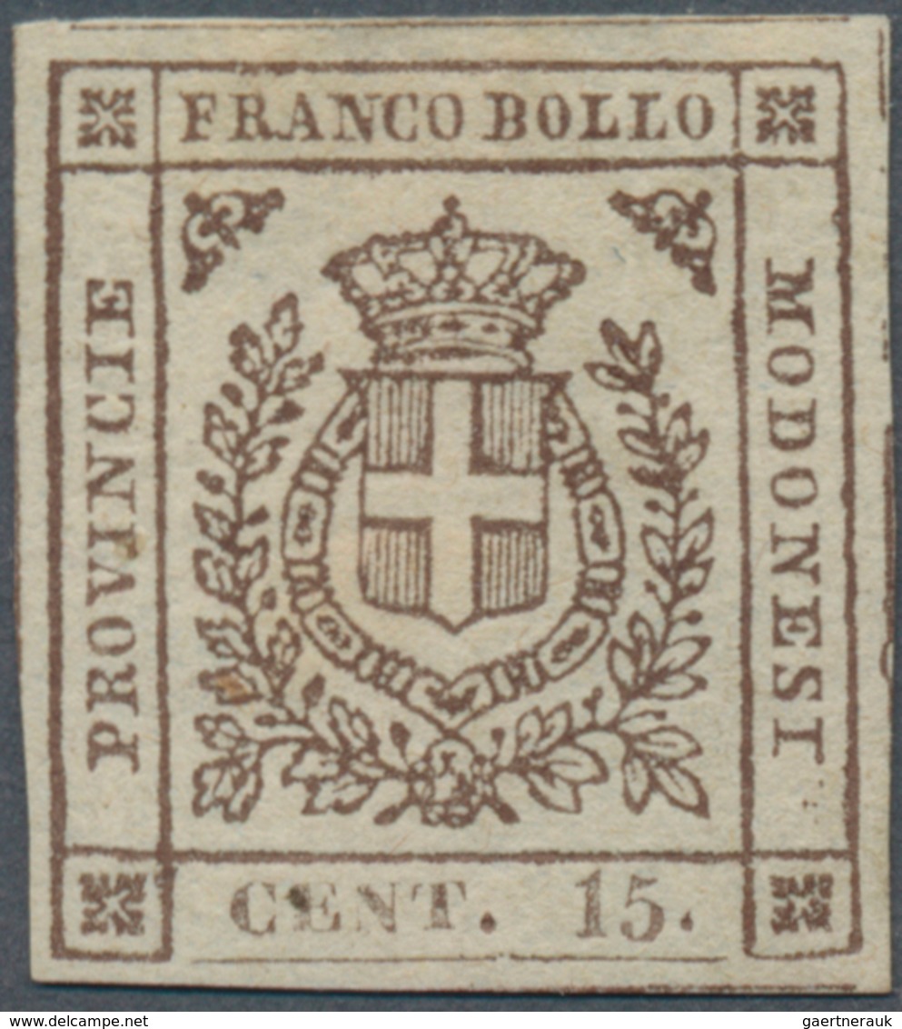 Italien - Altitalienische Staaten: Modena: 1859, 15c. Brown, Fresh Colour And Full Margins All Aroun - Modène