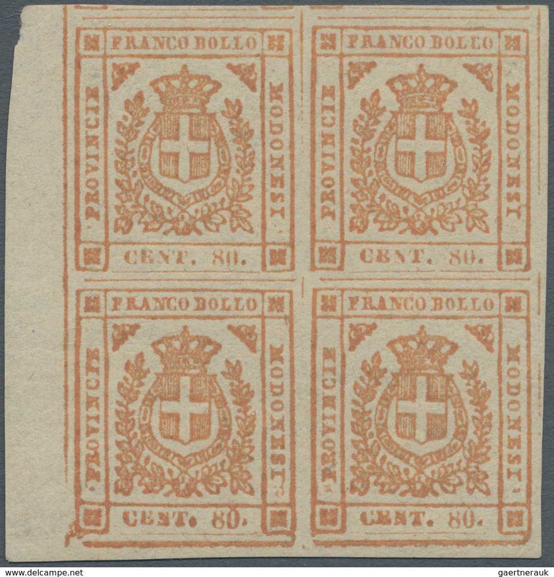 Italien - Altitalienische Staaten: Modena: 1859. Provisional Government. 80 C. Reddish Brown, Block - Modena