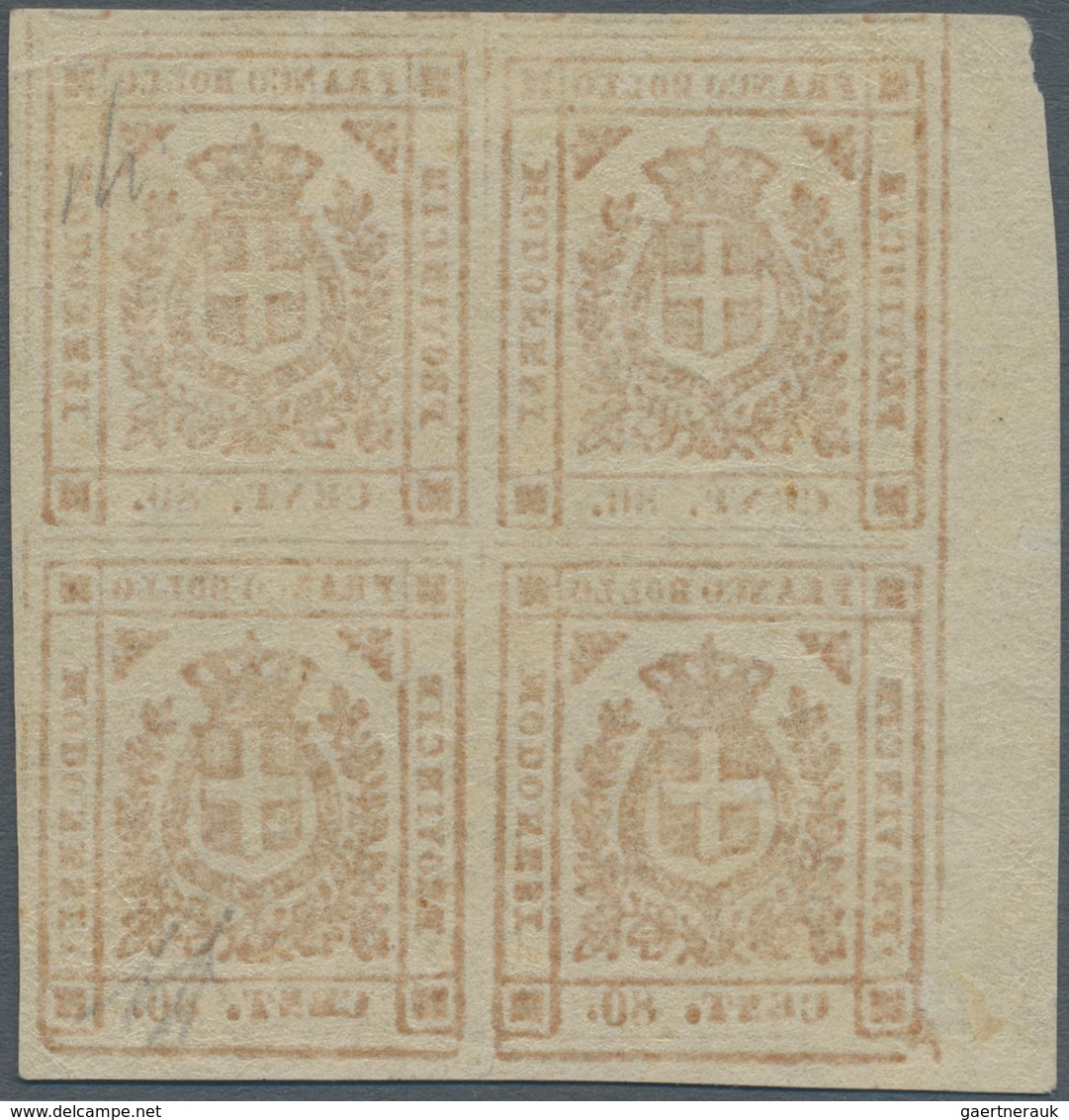 Italien - Altitalienische Staaten: Modena: 1859. Provisional Government. 80 C. Reddish Brown, Block - Modène