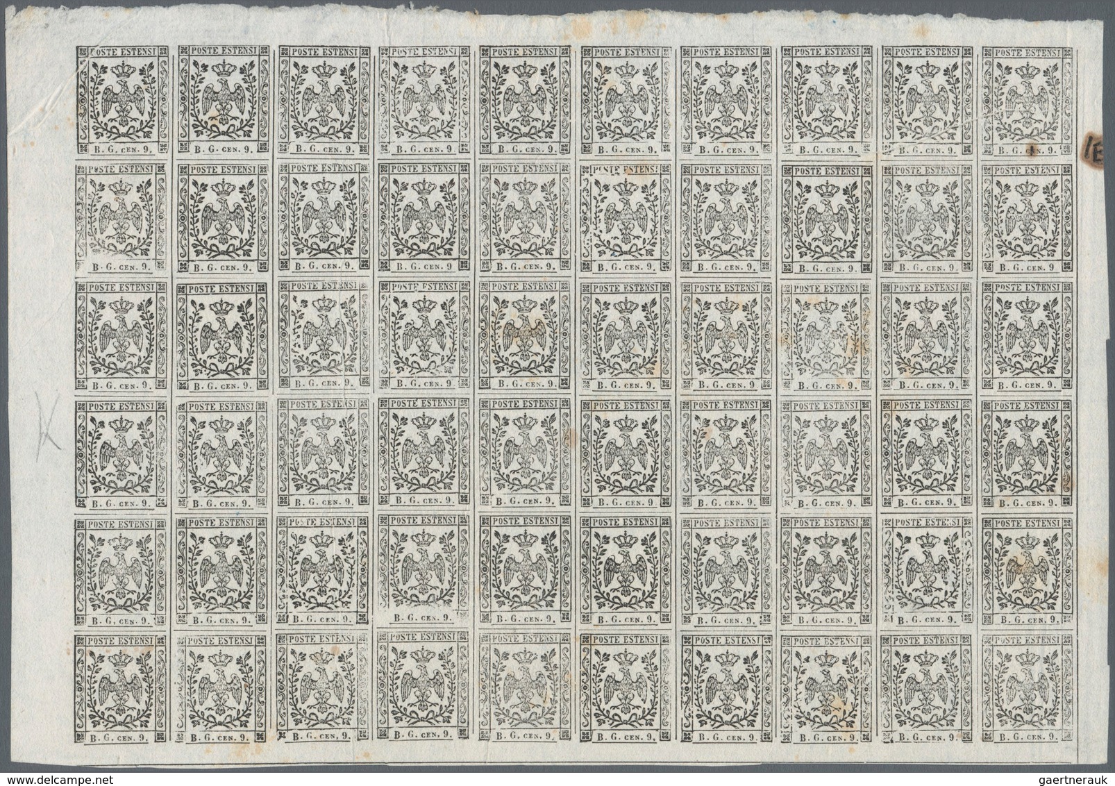 Italien - Altitalienische Staaten: Modena - Zeitungsstempelmarken: 1852: Proofs Of Postage Dues Stam - Modena