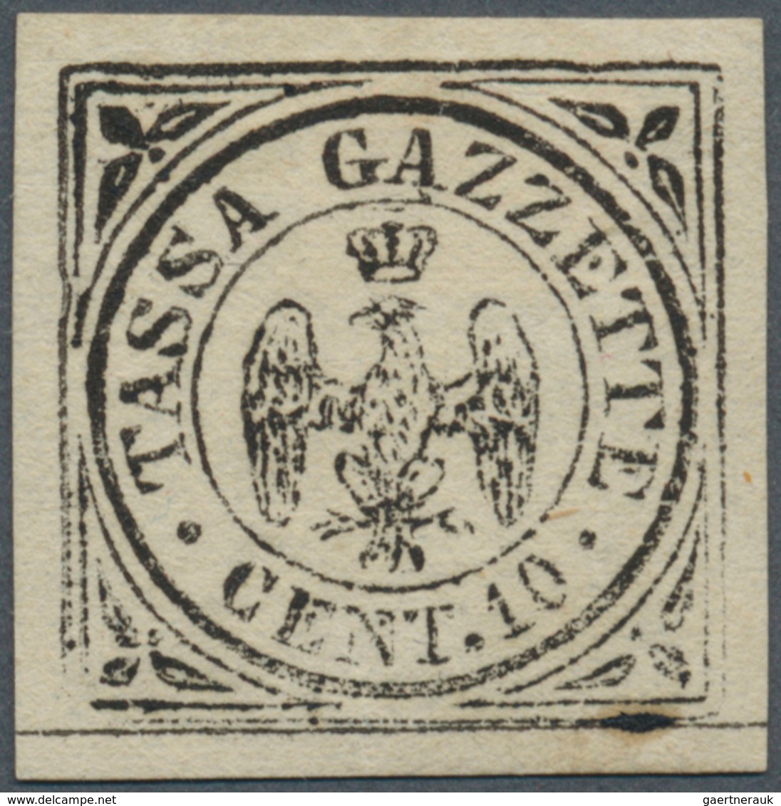 Italien - Altitalienische Staaten: Modena - Zeitungsstempelmarken: 1859, 10c. Black, Fresh Colour, W - Modène