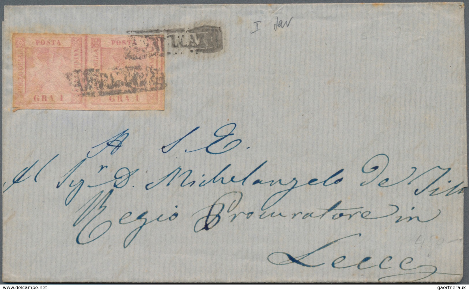 Italien - Altitalienische Staaten: Neapel: 1859, A Pair Of 1 Gr. (wide Margins) On Folded Envelope S - Naples