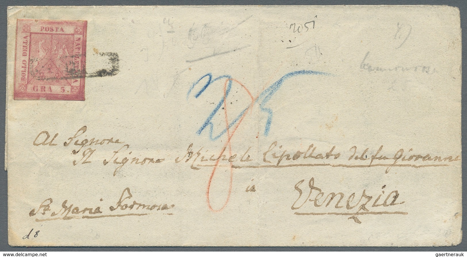 Italien - Altitalienische Staaten: Neapel: 1958, 6 Gr Rosa, Second Plate, Tied To Letter From "NAPOL - Naples