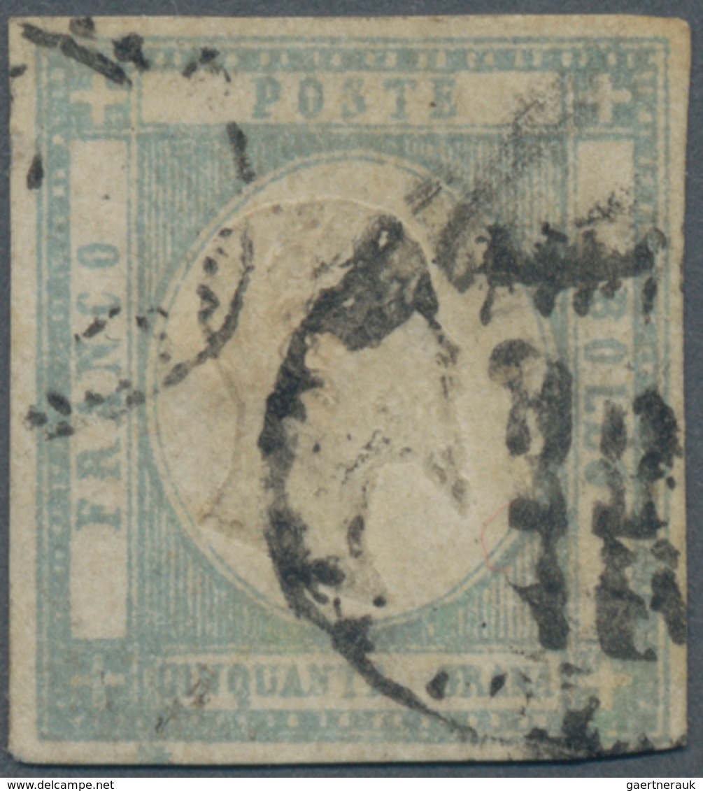 Italien - Altitalienische Staaten: Neapel: 1861, Italy - Province Of Naples: 50 Gr Blue Grey, Full M - Neapel