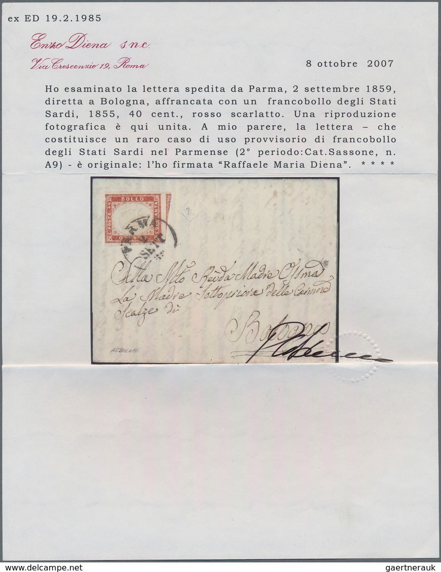 Italien - Altitalienische Staaten: Parma: 1859: SECOND Period Of The Usage Of Sardinian Stamps In Pa - Parme