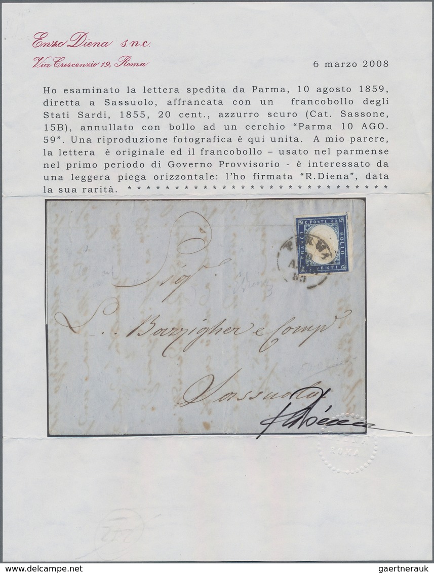 Italien - Altitalienische Staaten: Parma: 1859: FIRST Period Of The Usage Of Sardinian Stamps In Par - Parma