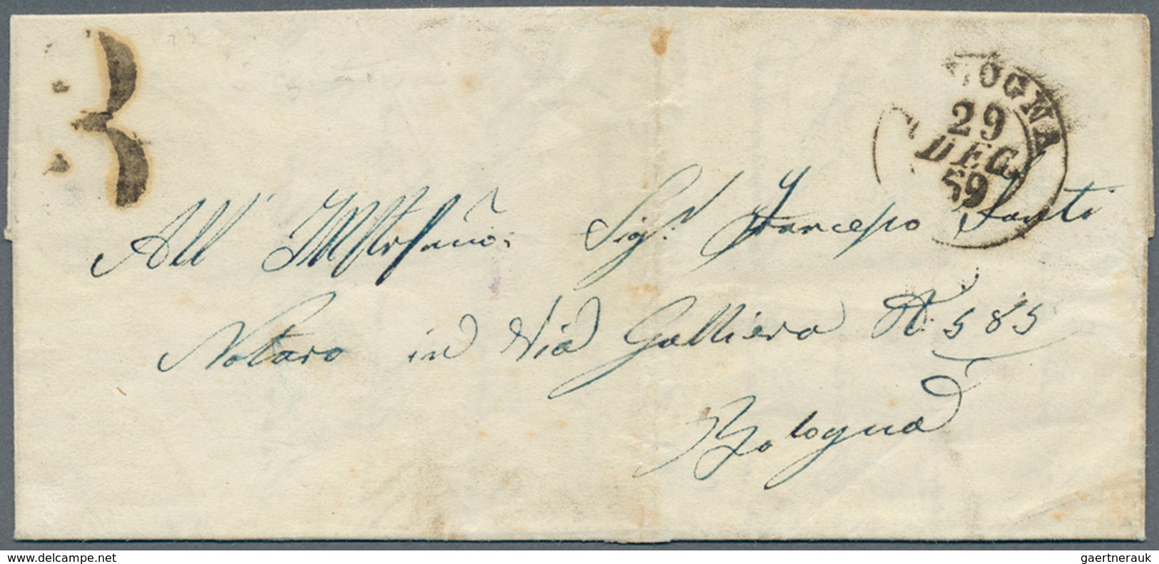 Italien - Altitalienische Staaten: Romagna: 1859, ½baj. DIAGONALLY BISECTED In Pair With ½baj., On R - Romagne