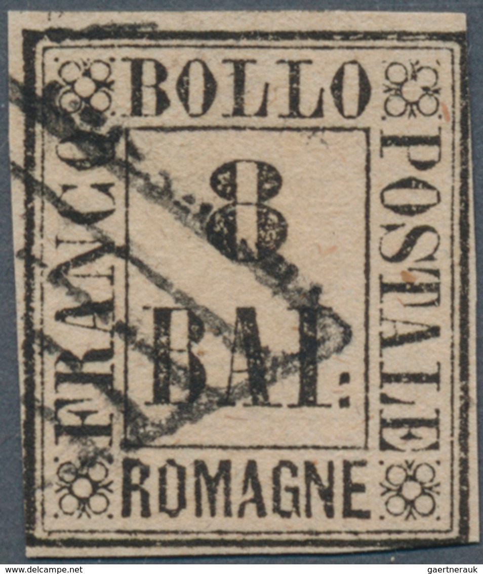 Italien - Altitalienische Staaten: Romagna: 1859, 8baj. Black On Rose, Fresh Colour, Touched To Full - Romagne