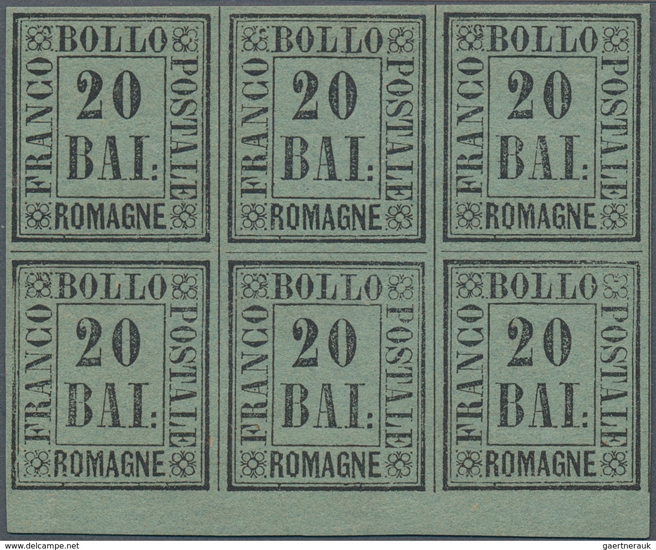 Italien - Altitalienische Staaten: Romagna: 1859, Numerals 20 Baj. In A Block Of Six With MINT NEVER - Romagne