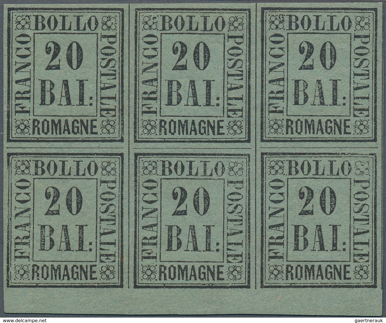 Italien - Altitalienische Staaten: Romagna: 1859, Numerals 20 Baj. In A Block Of Six With MINT NEVER - Romagna