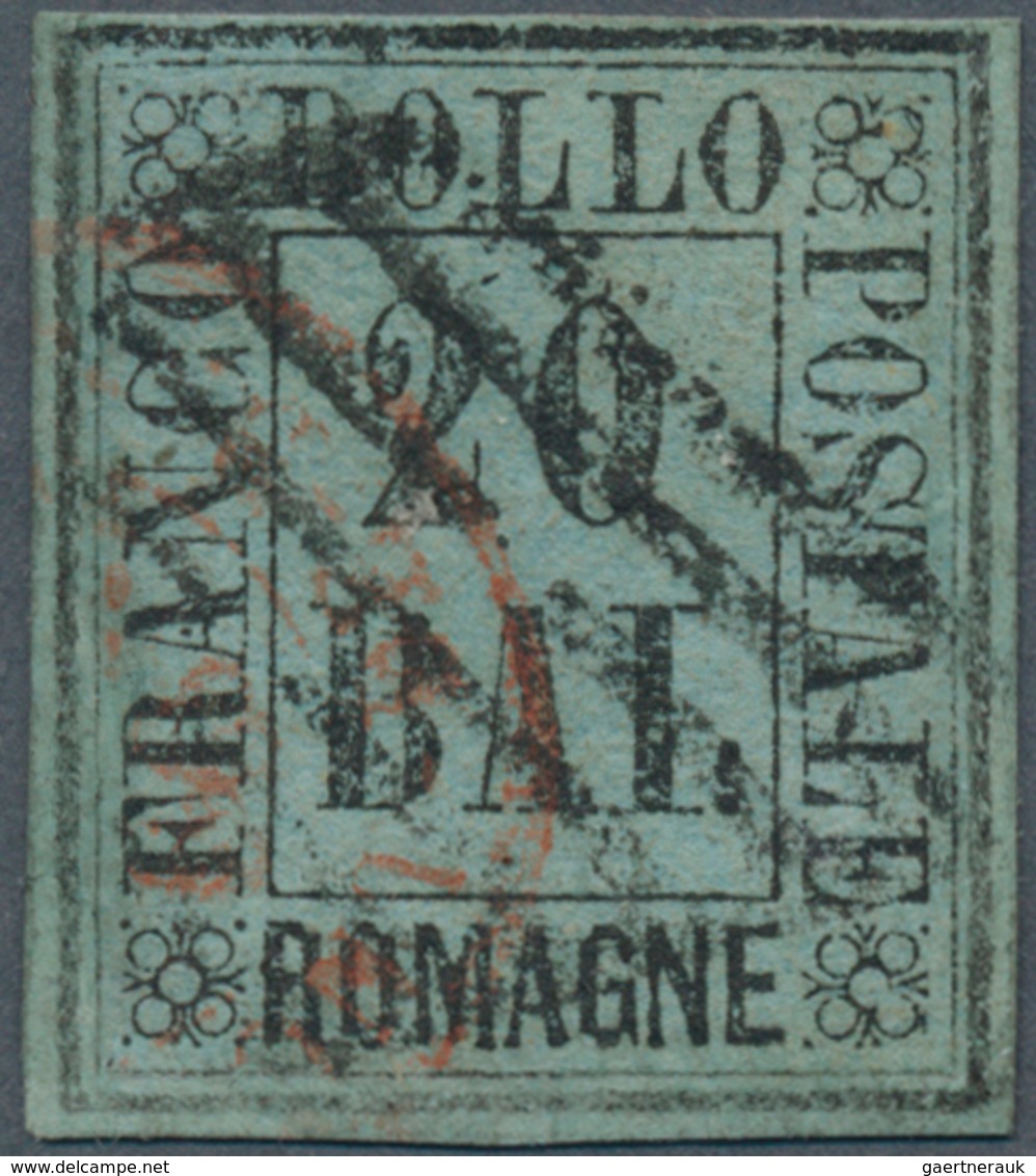 Italien - Altitalienische Staaten: Romagna: 1859, 10baj. Black On Greyish Blue, Fresh Colour, Repair - Romagne