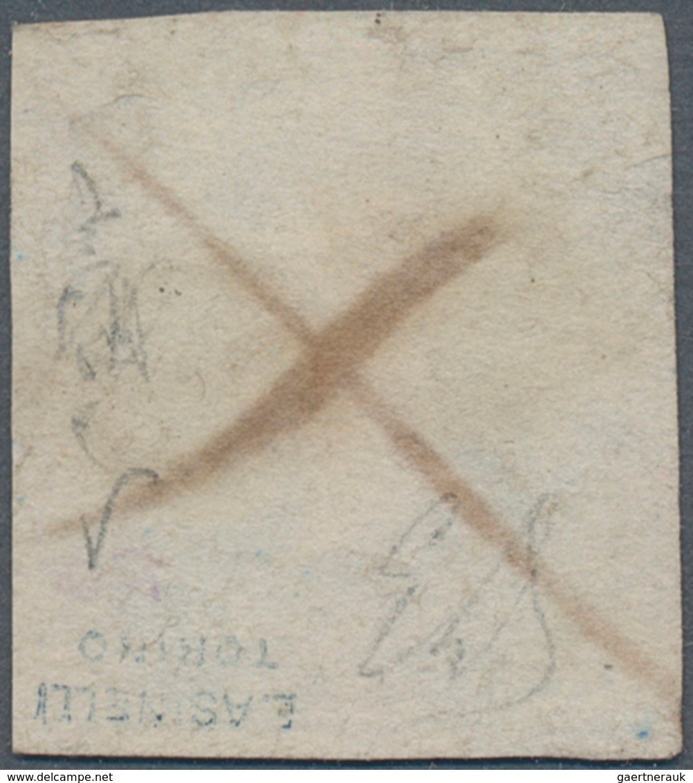 Italien - Altitalienische Staaten: Sardinien: 1851, 5 C Black, Close To Full Margins, Used With Pen - Sardaigne