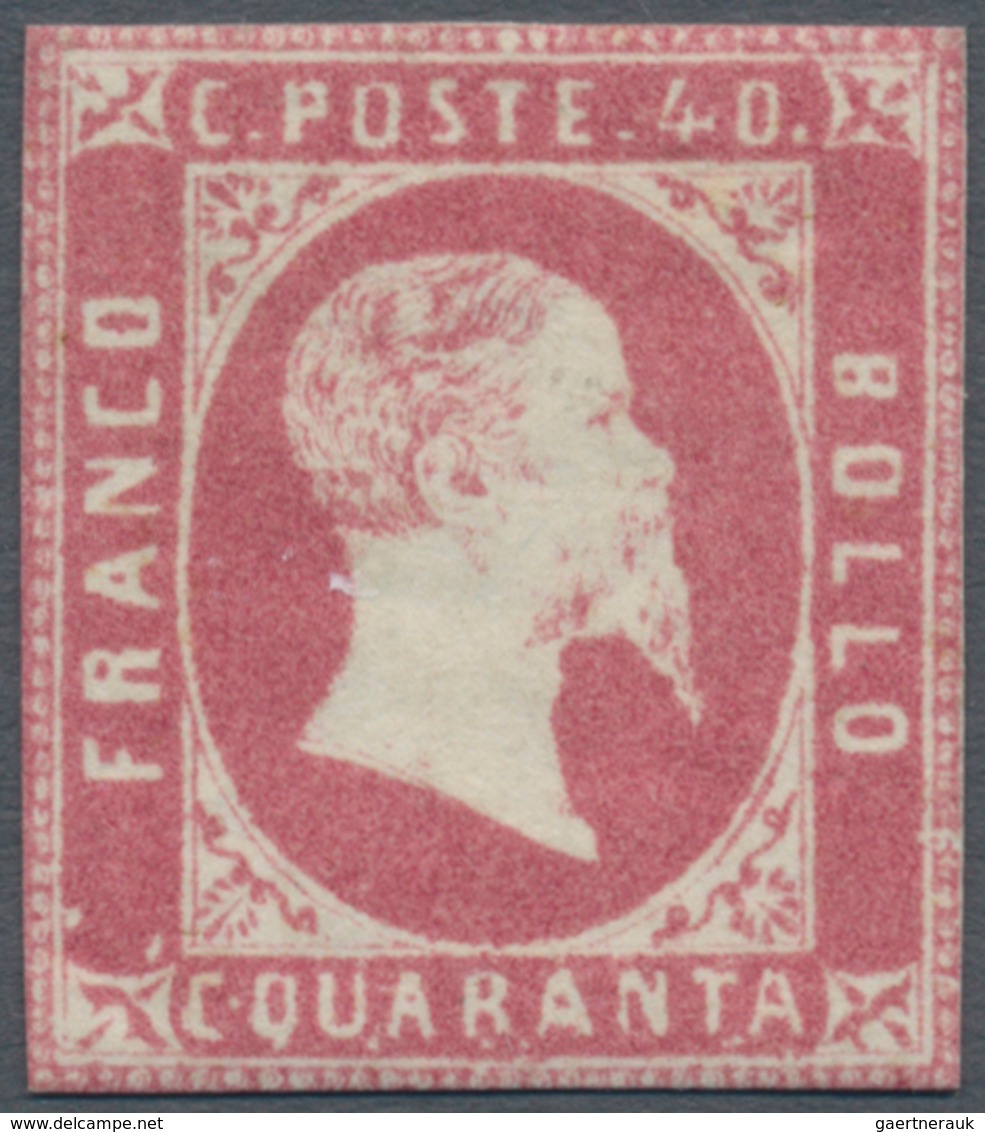 Italien - Altitalienische Staaten: Sardinien: 1851: 40 Cents Rose, Very Fresh, Solid Gum, Slightly T - Sardaigne