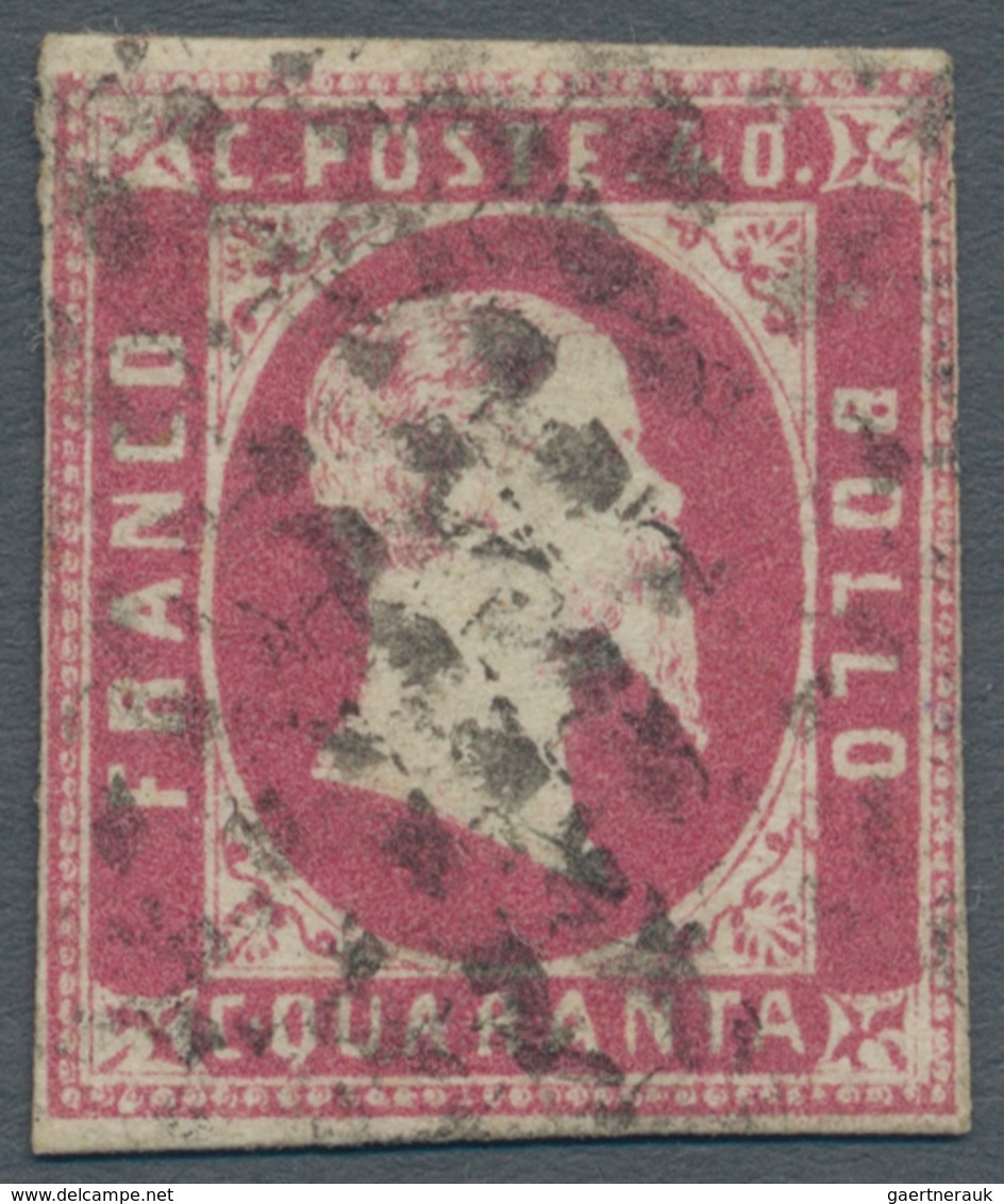 Italien - Altitalienische Staaten: Sardinien: 1851, 40 C Red (rosa Carmino Vivo, Sassone 3 B), Narro - Sardinien