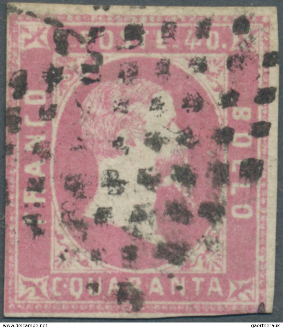 Italien - Altitalienische Staaten: Sardinien: 1851, 40c. Rose-lilac, Fresh Colour, Slightly Cut Into - Sardinien