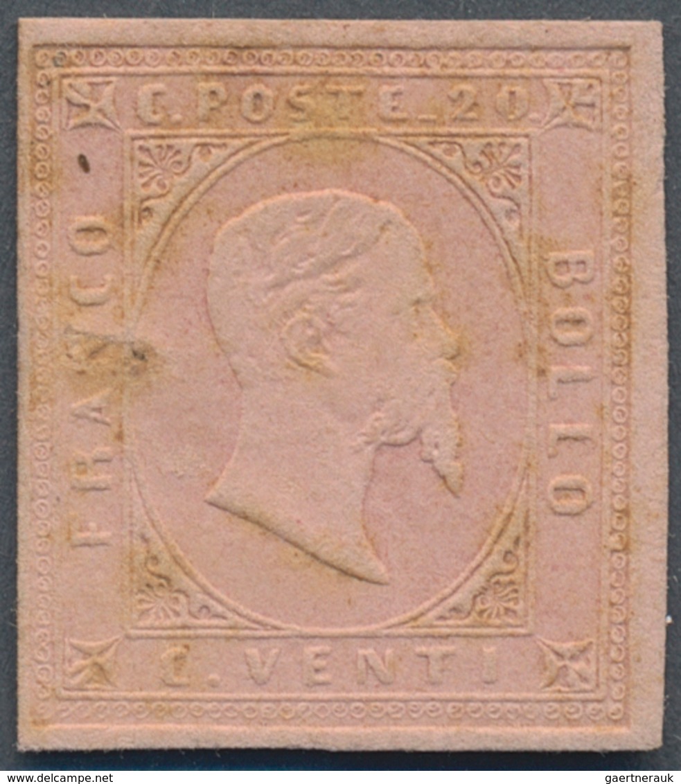 Italien - Altitalienische Staaten: Sardinien: 1853 20c Rose ESSAY From The Original Printing On Very - Sardinien