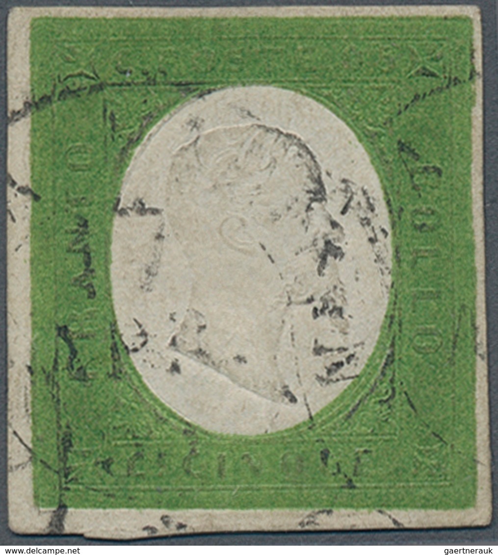 Italien - Altitalienische Staaten: Sardinien: 1854, 5c. Yellow-green, Bright Colour, Close To Full M - Sardinia