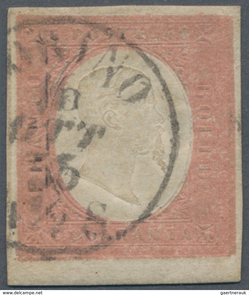 Italien - Altitalienische Staaten: Sardinien: 1854. 40 Cent. Red (rosso Mattona, Sassone 9, Cat. Val - Sardinien