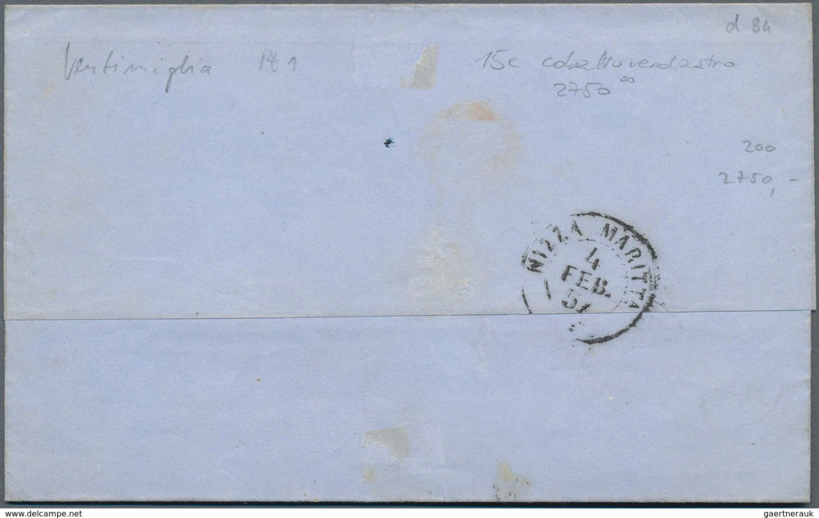 Italien - Altitalienische Staaten: Sardinien: 1855, 20c. Greenish Cobalt, Fresh Colour, Slightly Tou - Sardinia