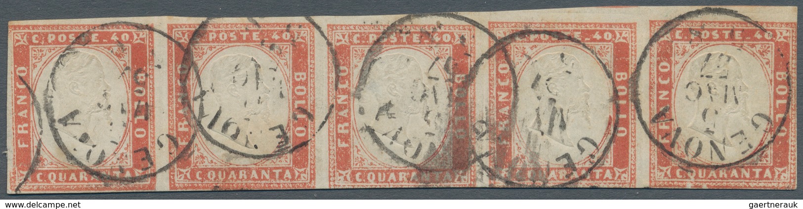 Italien - Altitalienische Staaten: Sardinien: 1857. 40 C.red (vermiglio Arancio Chiaro, Sassone 16Ab - Sardinia