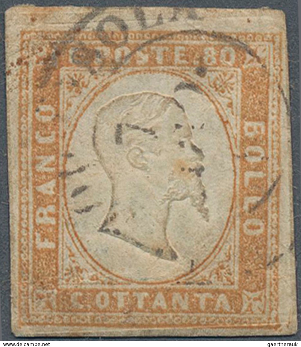 Italien - Altitalienische Staaten: Sardinien: 1858, 80c. Deep Orange-bistre, Fine Used Copy, Some Im - Sardinia