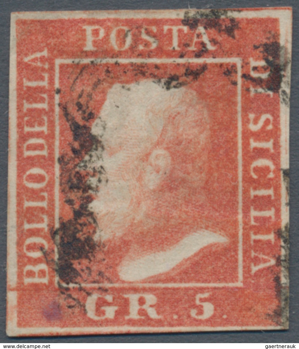 Italien - Altitalienische Staaten: Sizilien: 1859, 5 Grana Vermilion, Second Plate, Used, Well-margi - Sicily