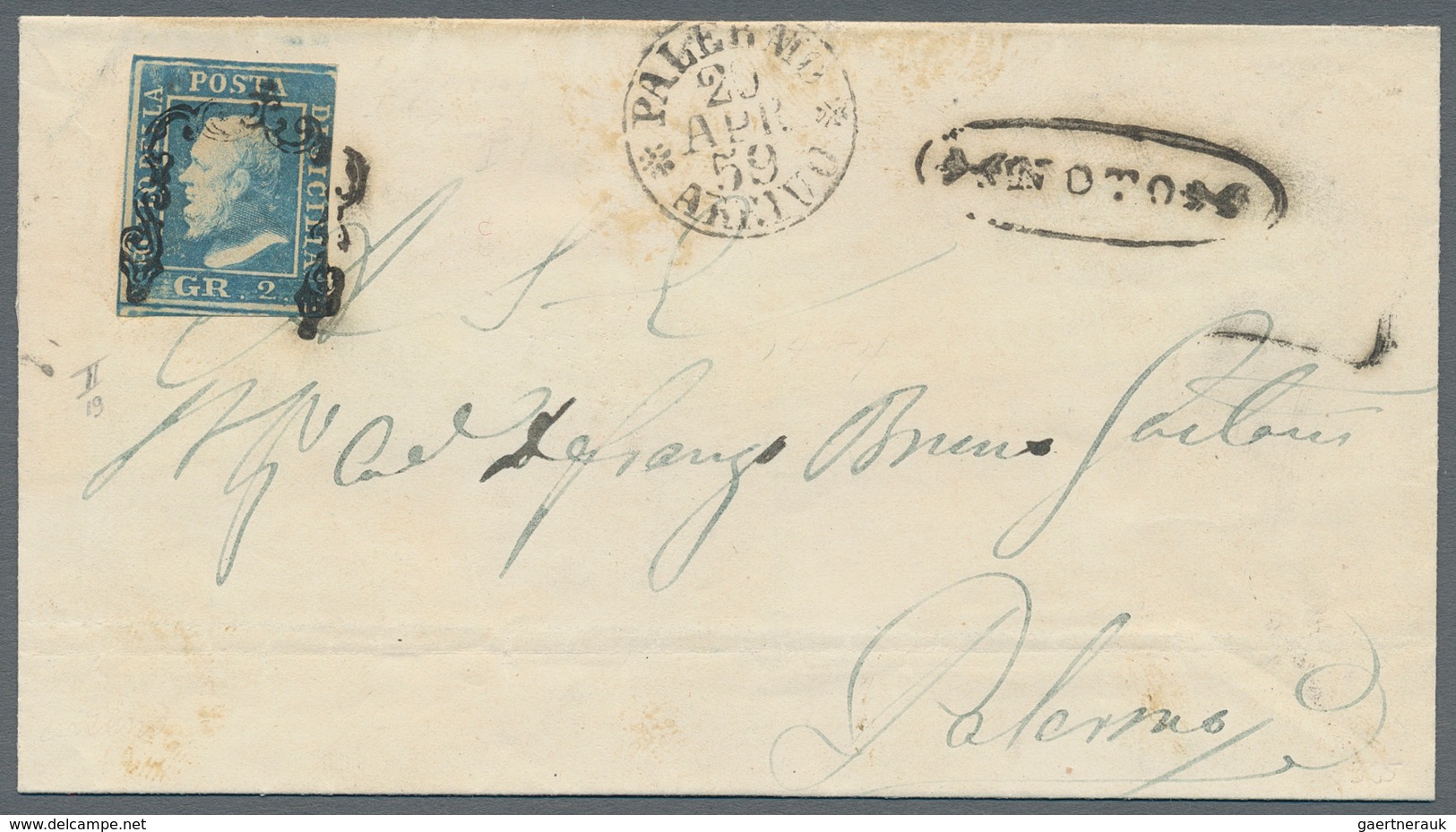 Italien - Altitalienische Staaten: Sizilien: 1859. 2 Gr Blue, 2nd Plate, Good Margins At Three Sides - Sicily