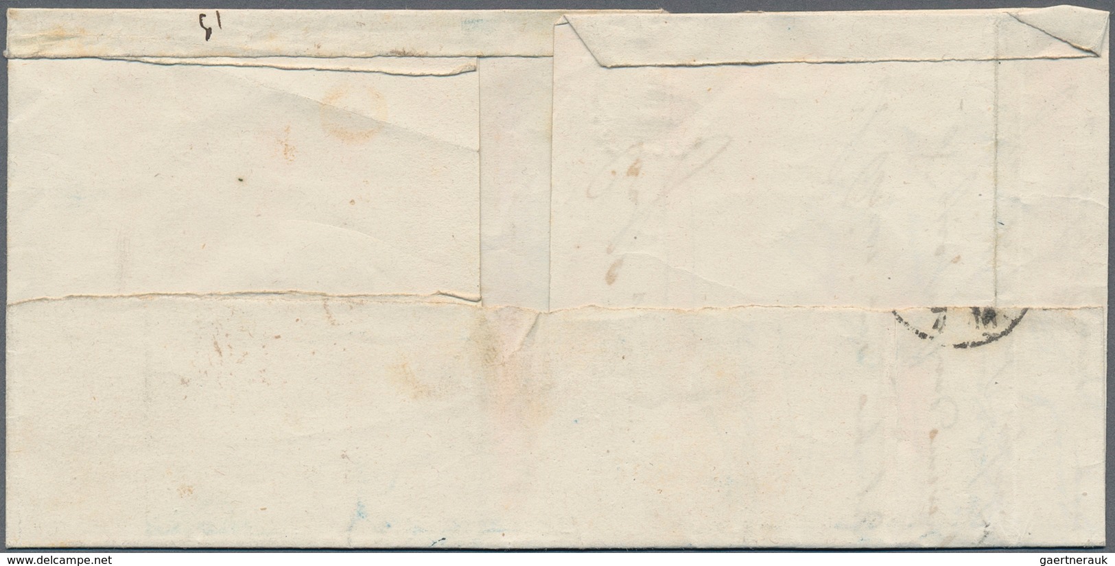 Italien - Altitalienische Staaten: Toscana: 1851, Lion 6 Cr. Blue On Bluish Paper (right Side Cut, O - Tuscany