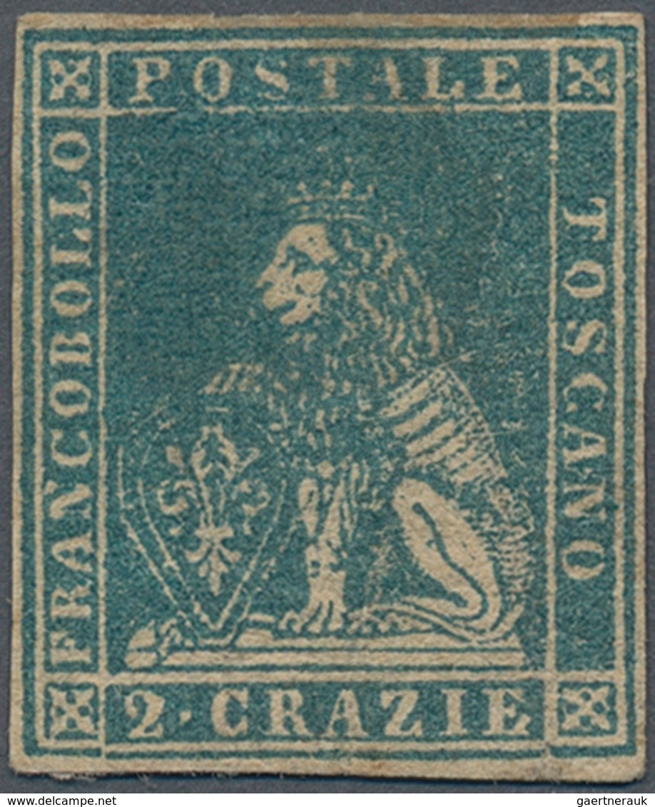 Italien - Altitalienische Staaten: Toscana: 1857, 2cr. Greenish Blue, Fresh Colour, Close To Full Ma - Tuscany