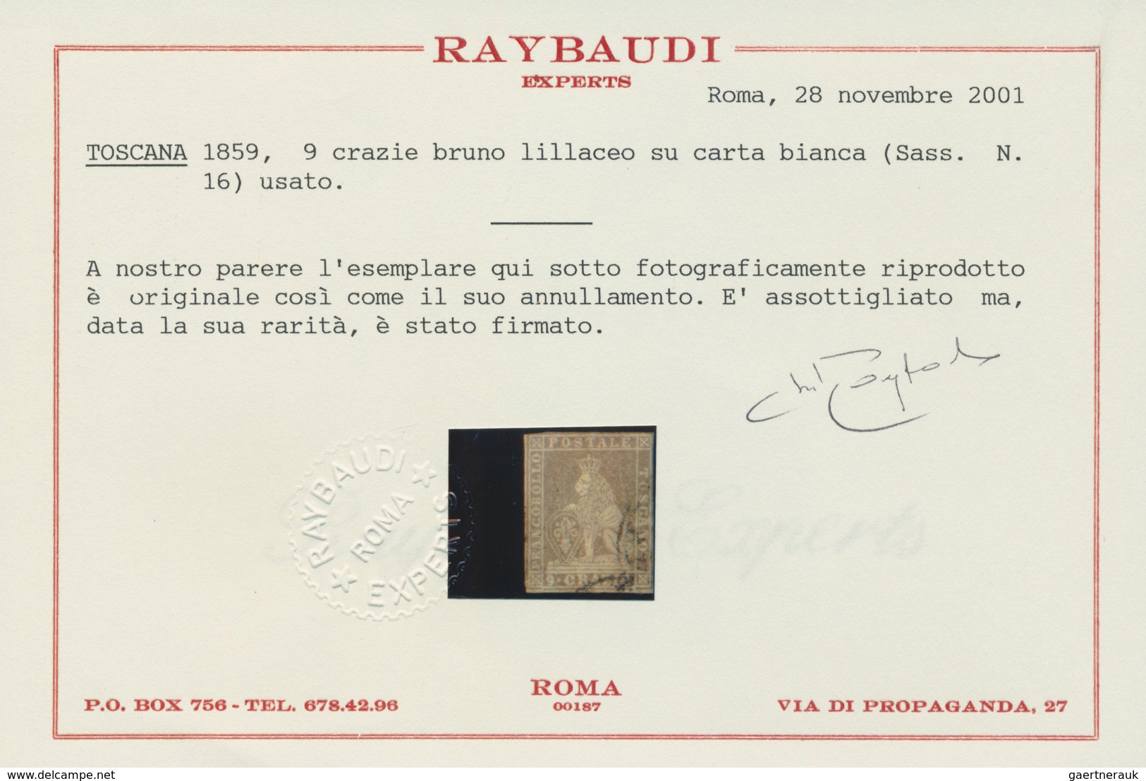 Italien - Altitalienische Staaten: Toscana: 1859, 9 Crazie Dark Violet On White Paper Cancelled With - Tuscany