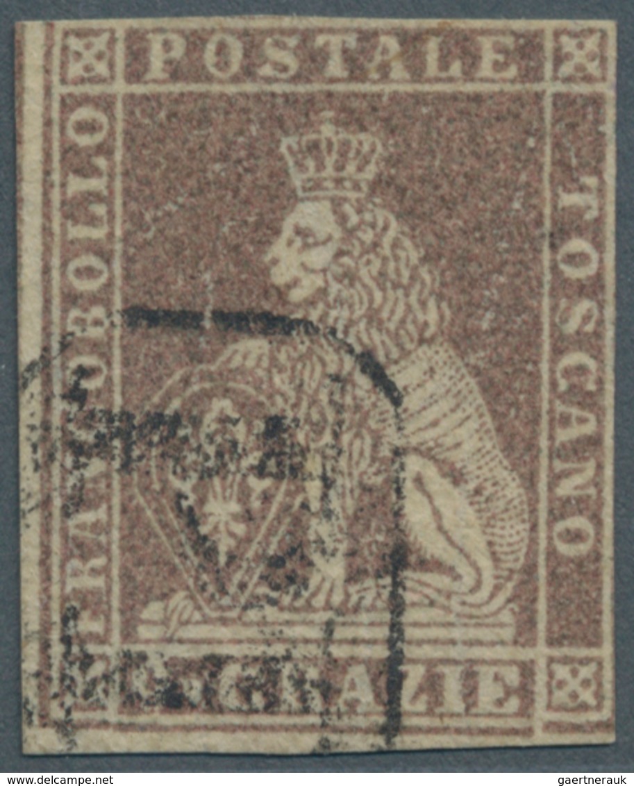 Italien - Altitalienische Staaten: Toscana: 1859, 9 Crazie Pruple Cancelled With Frame Stamp, Fresh - Tuscany