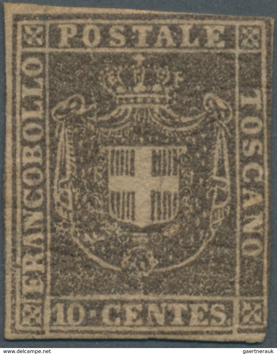 Italien - Altitalienische Staaten: Toscana: 1860, 10c. Brownish Grey, Fresh Colour, Cut Into To Full - Tuscany