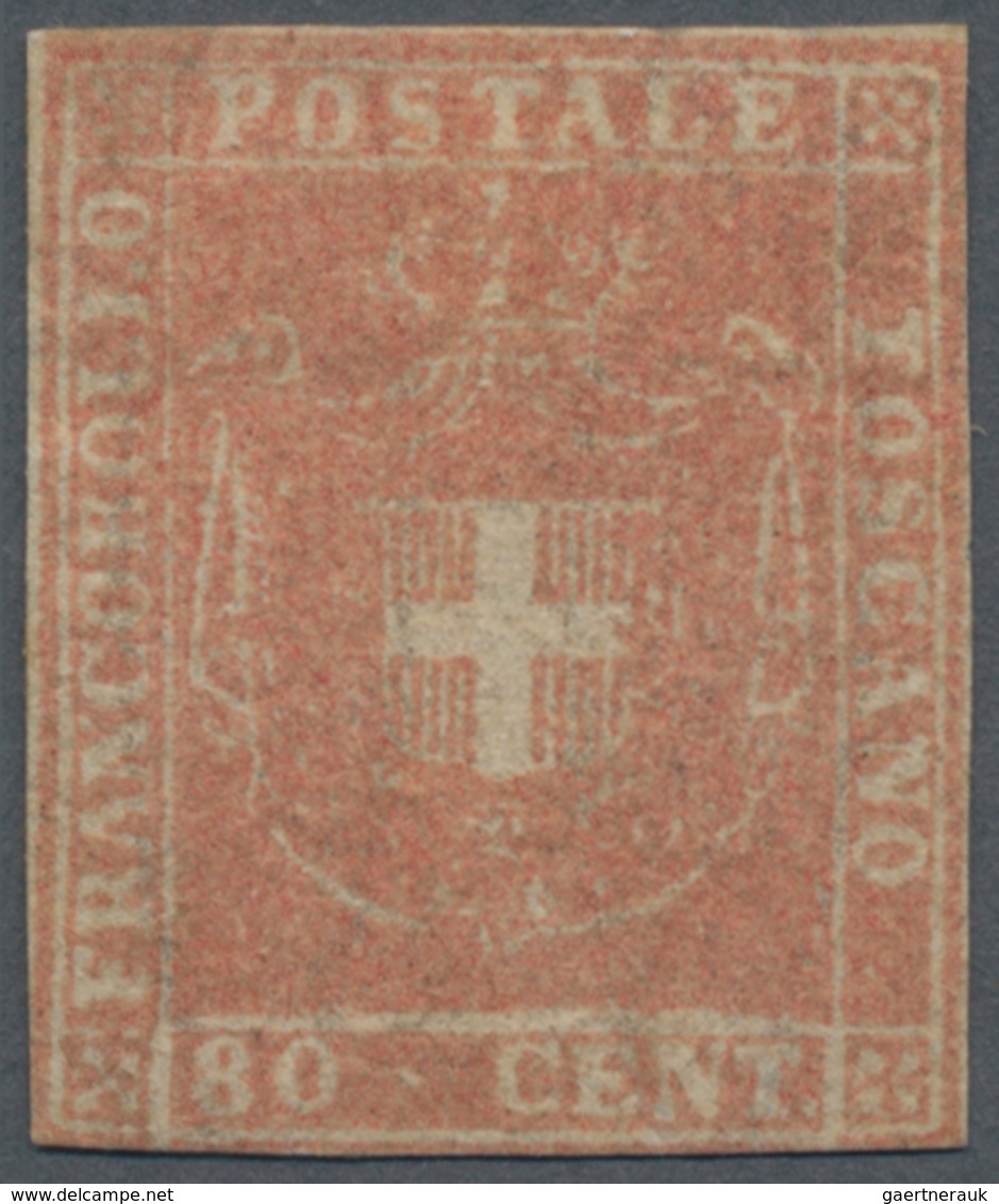 Italien - Altitalienische Staaten: Toscana: 1860, 80 Centesimi Redish Brown (carnicino, Sassone 22, - Tuscany